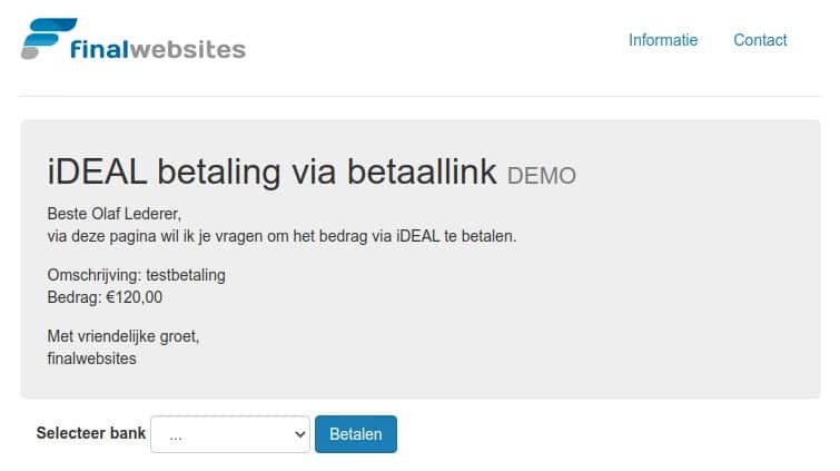 iDeal betalingen regelen je website (zonder webshop) finalwebsites