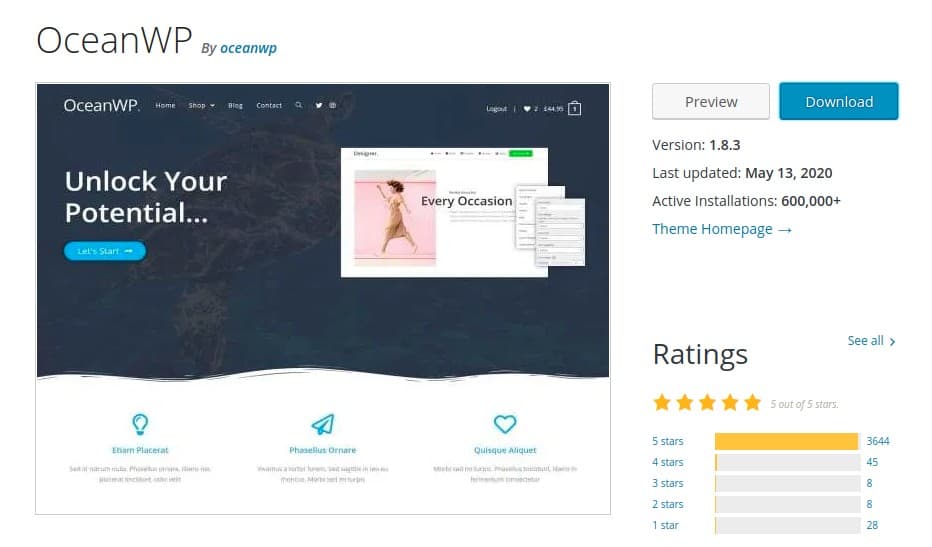 WordPress theme OceanWP