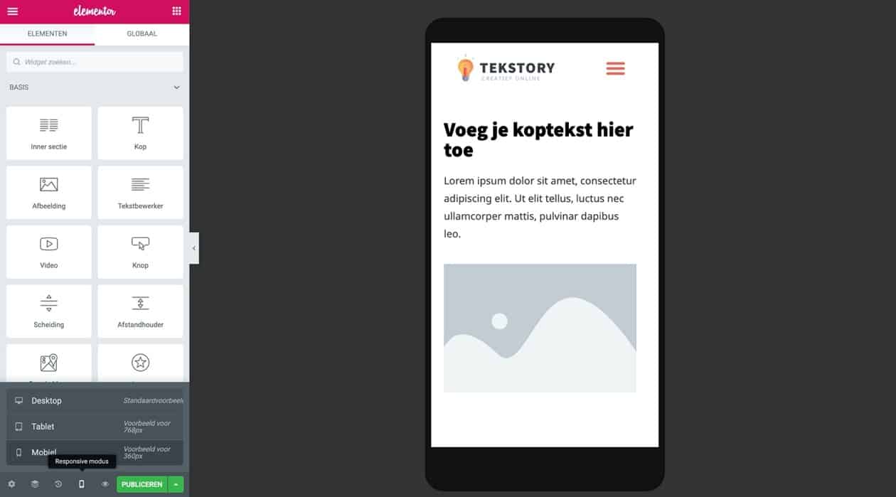 Website optimaliseren voor mobiel met Elementor