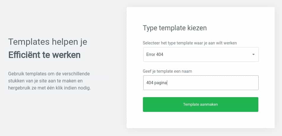 404 pagina Elementor template kiezen