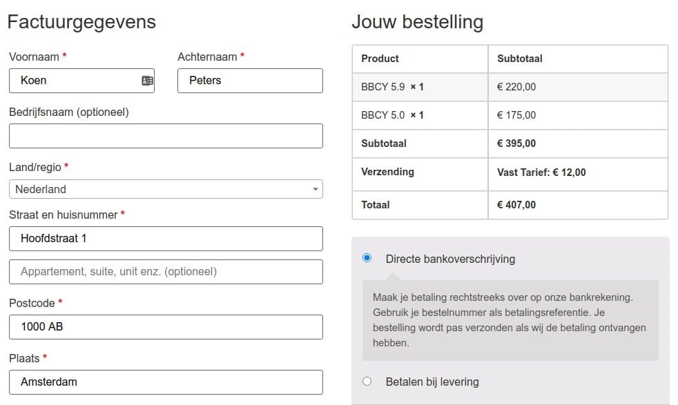 WooCommerce afrekenpagina aangepast