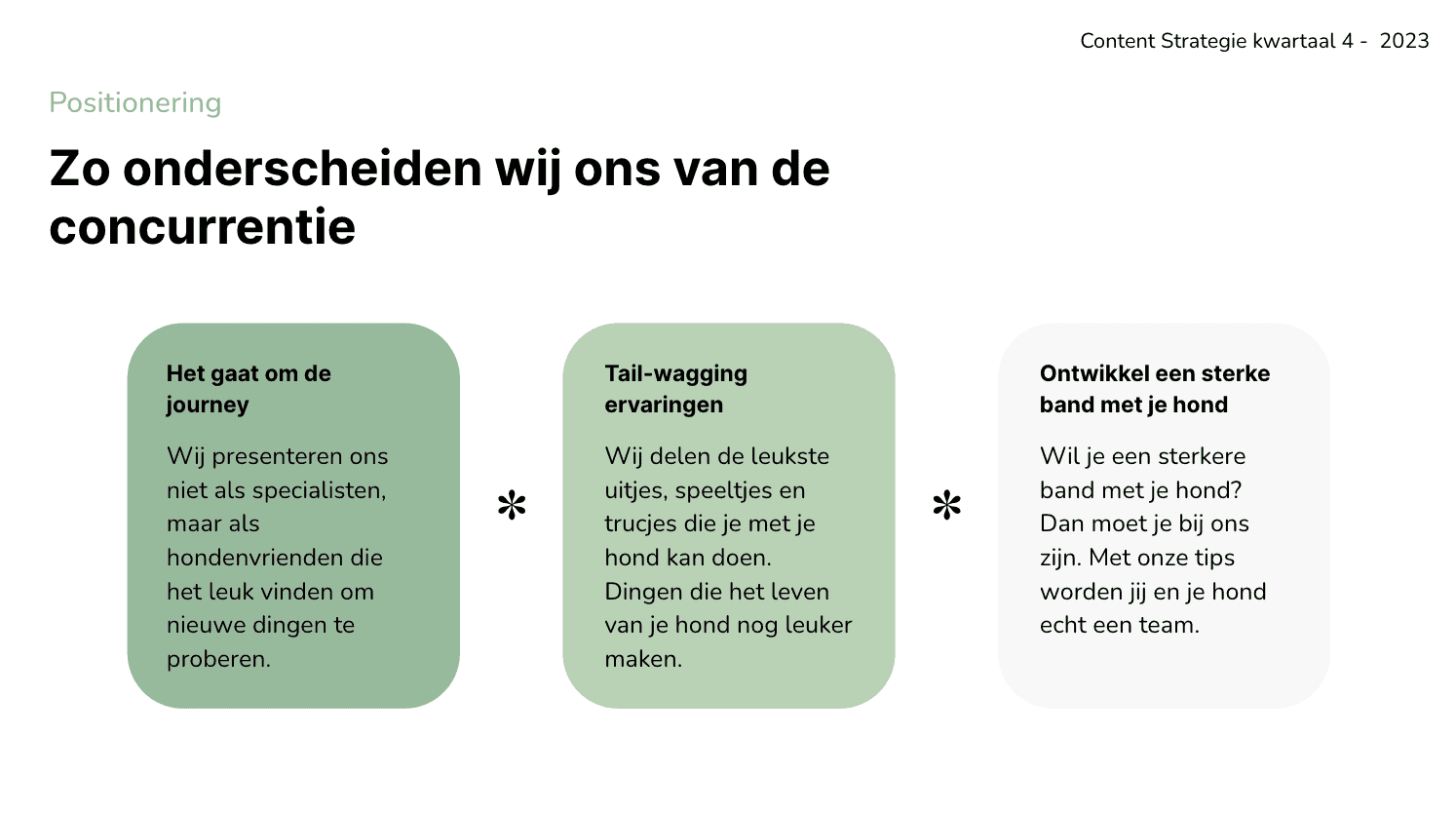 Positionering in ons Content Strategie Voorbeeld