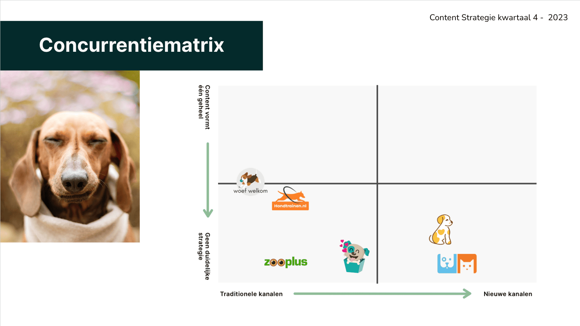 Voorbeeld concurrentiematrix uit ons content strategie voorbeeld