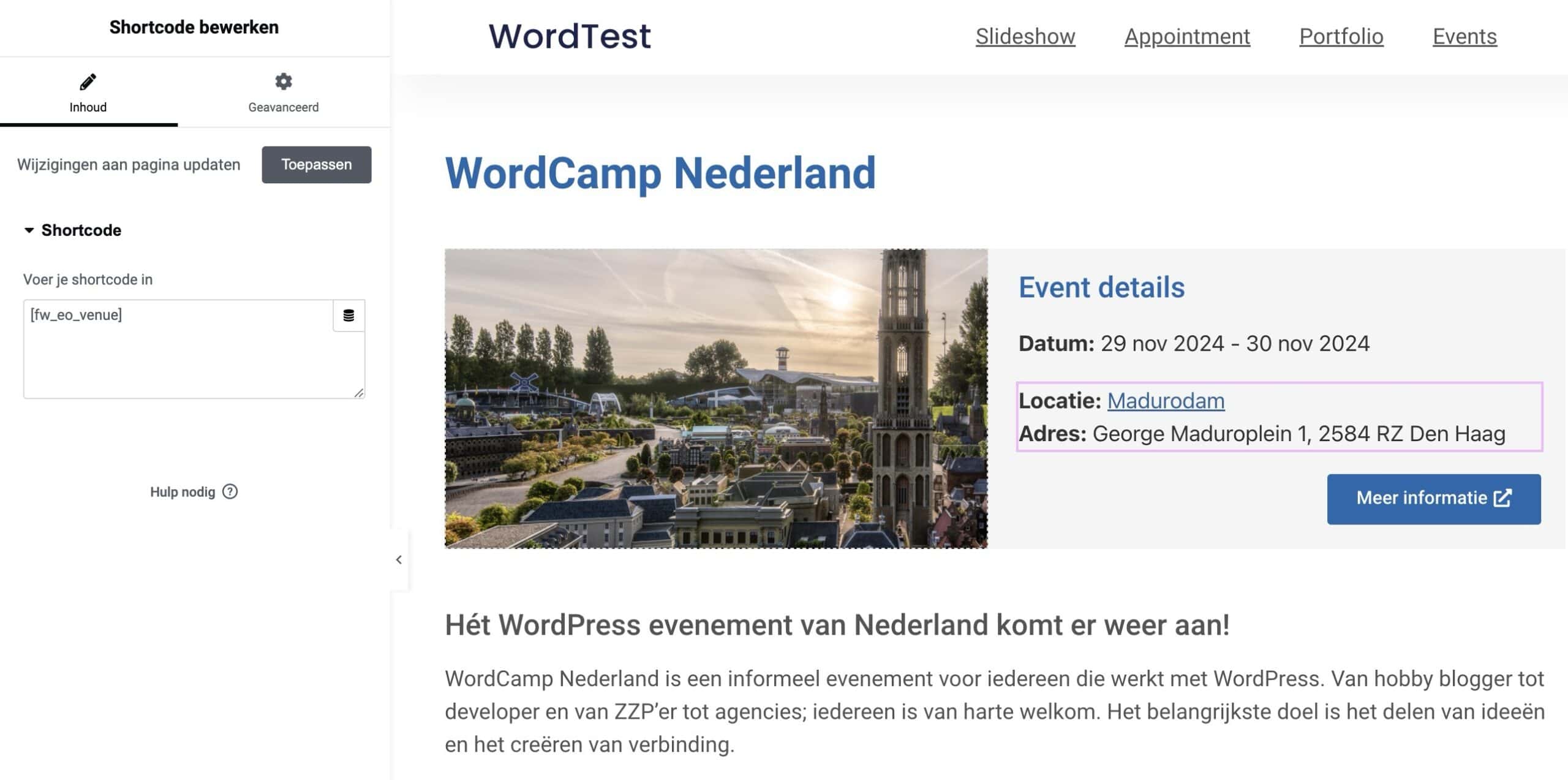 Evenement detail template