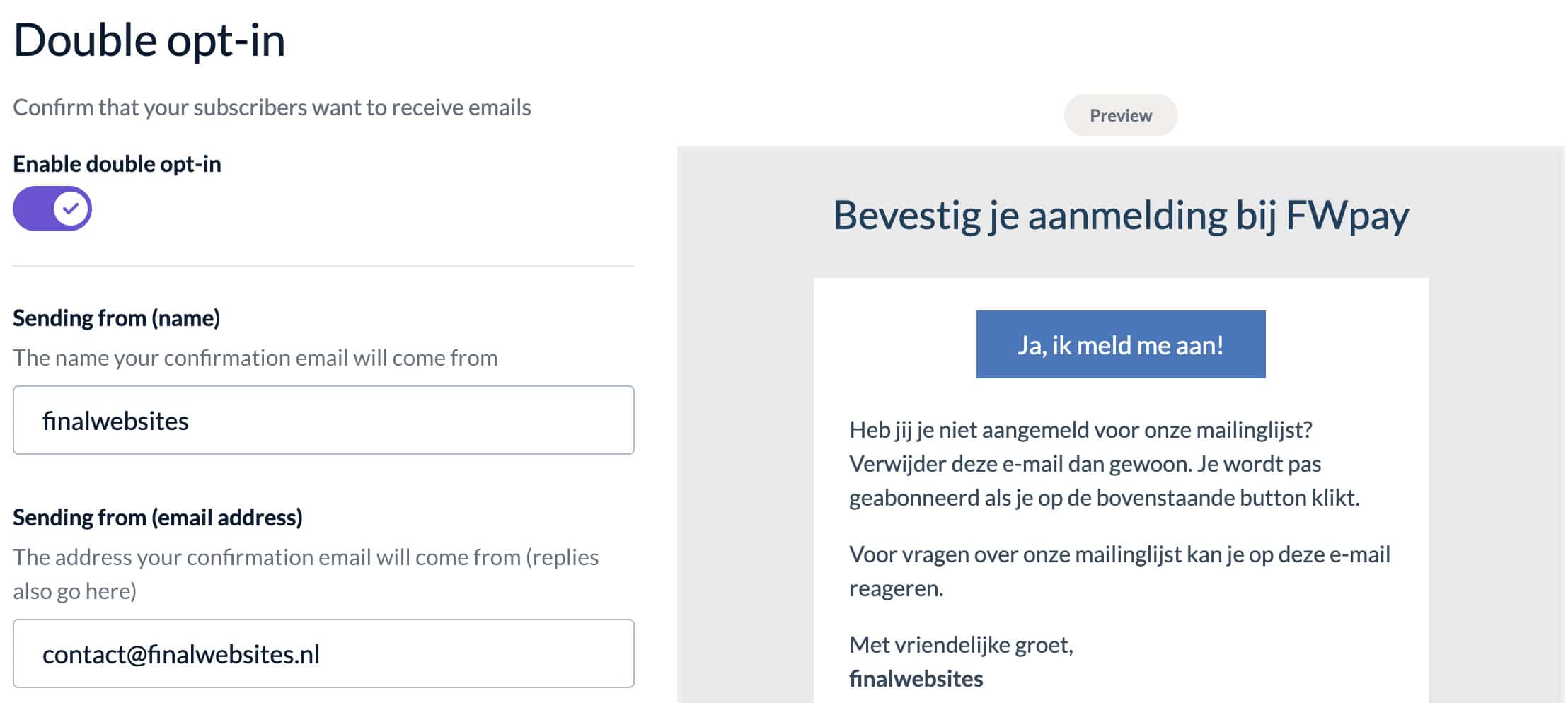 EmailOctopus - Double op-in functie